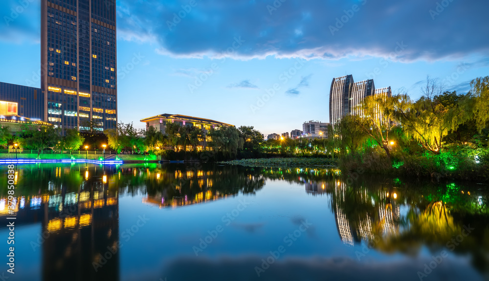 Jiangsu Yancheng Julong Lake Park City Architecture Landscape Skyline