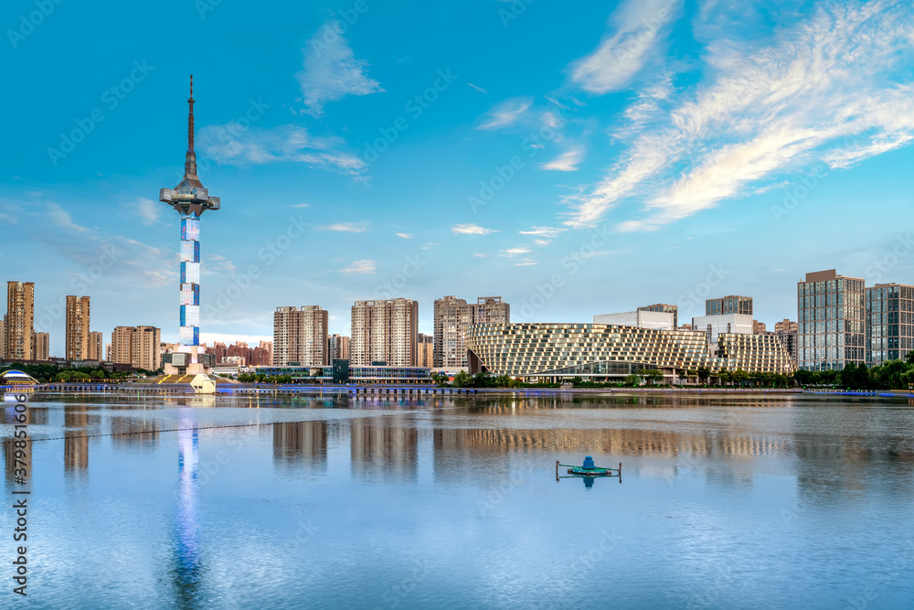 Jiangsu Yancheng Julong Lake Park City Architecture Landscape Skyline