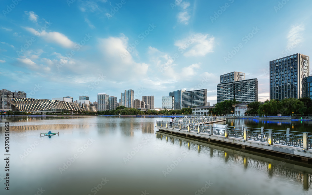 Jiangsu Yancheng Julong Lake Park City Architecture Landscape Skyline