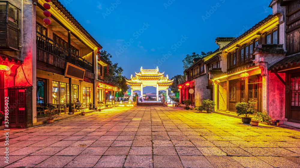 Ancient buildings by the river in Dangkou Ancient Town, Wuxi, Jiangsu, China