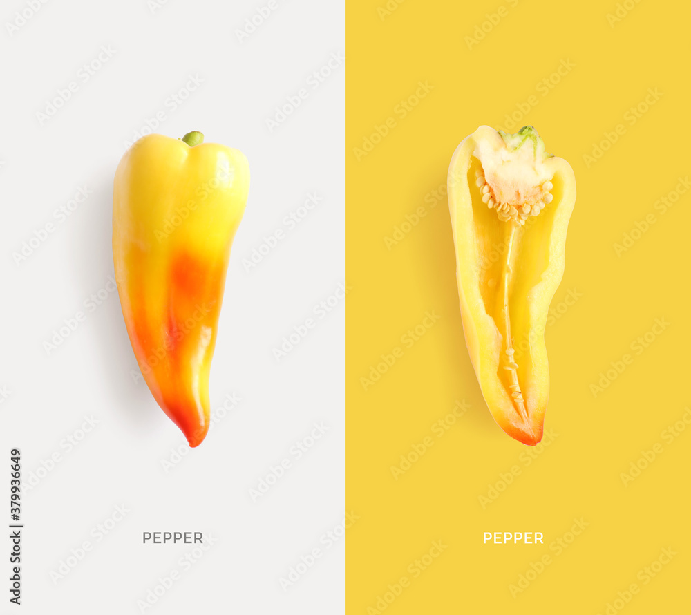 Creative layout made of pepper. Flat lay. Food concept.