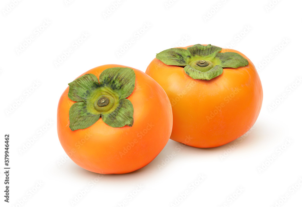 Persimmon fruit isolated on white background. Clipping path.