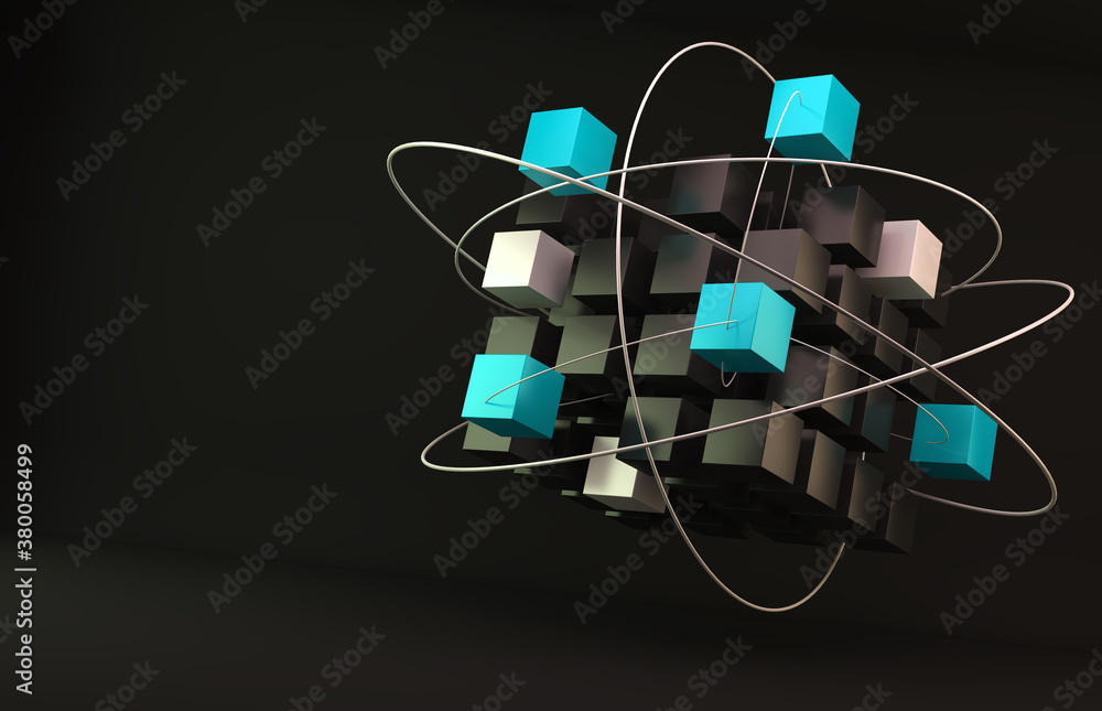 Partner and teamwork business concept with cubes structure.Networking and internet concept.3d  Illus