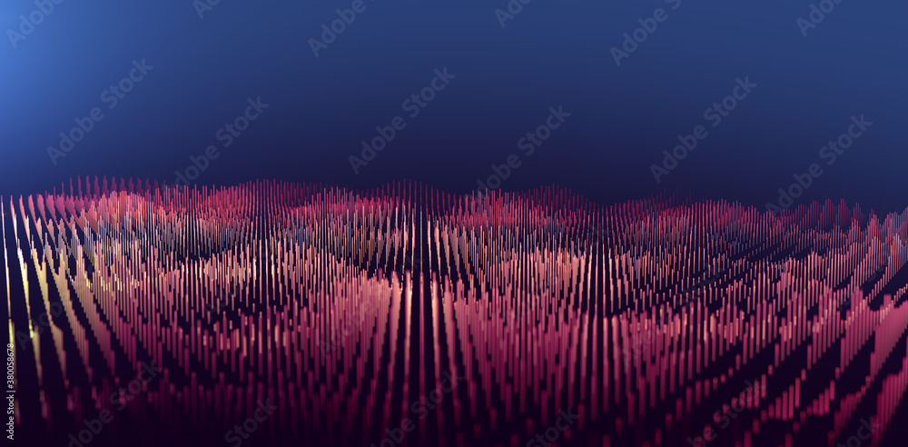 Mesh or net with lines and geometrics shapes detail. 3d illustration. Abstract background of technol