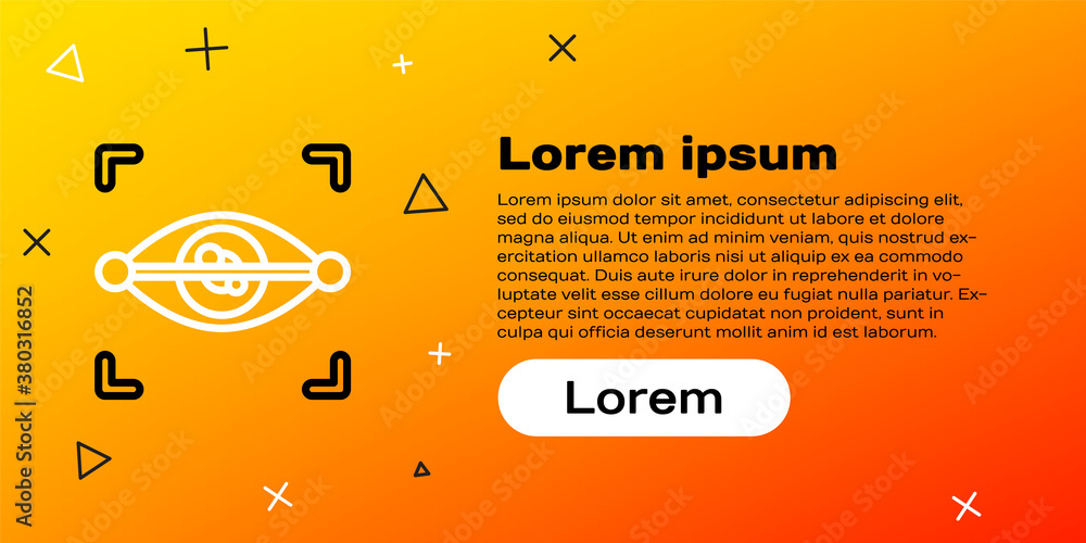 Line Eye scan icon isolated on yellow background. Scanning eye. Security check symbol. Cyber eye sig