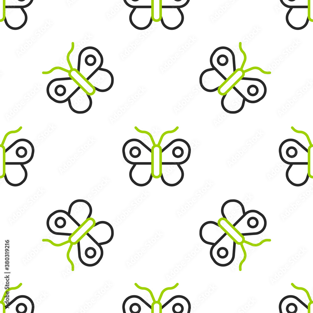 Line Butterfly icon isolated seamless pattern on white background. Vector.