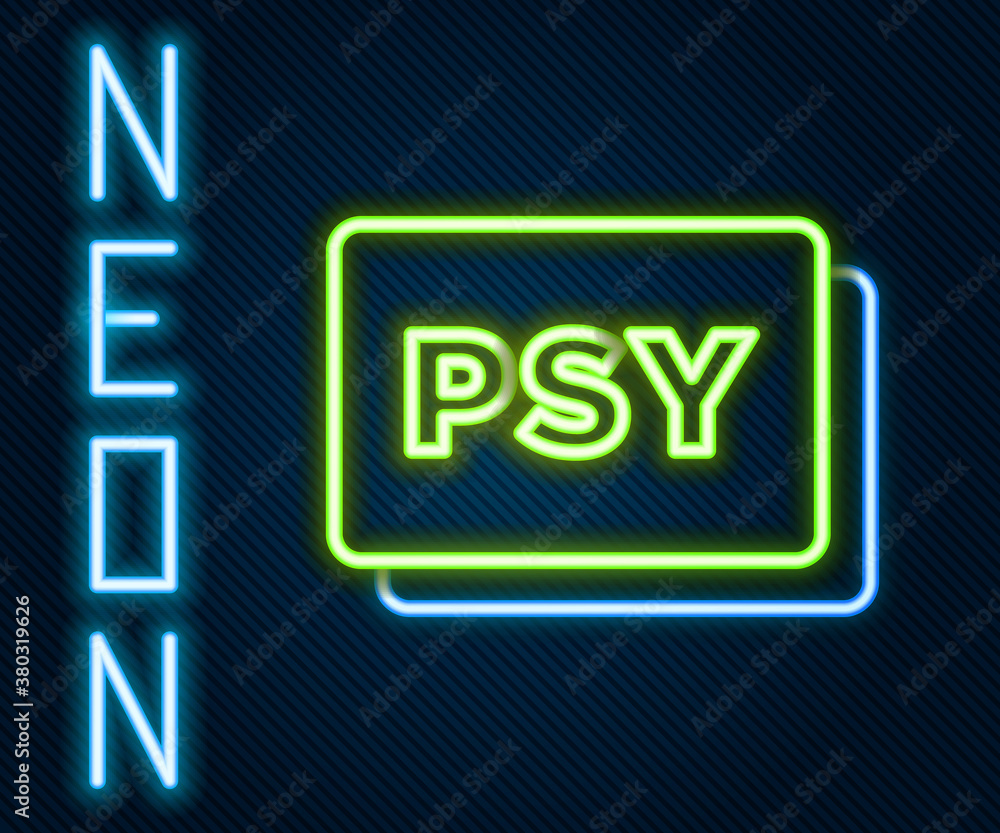 Glowing neon line Psychology icon isolated on black background. Psi symbol. Mental health concept, p