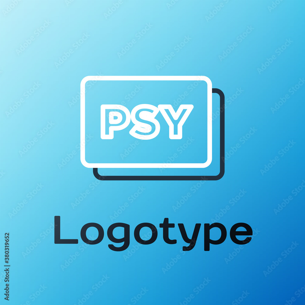 Line Psychology icon isolated on blue background. Psi symbol. Mental health concept, psychoanalysis 