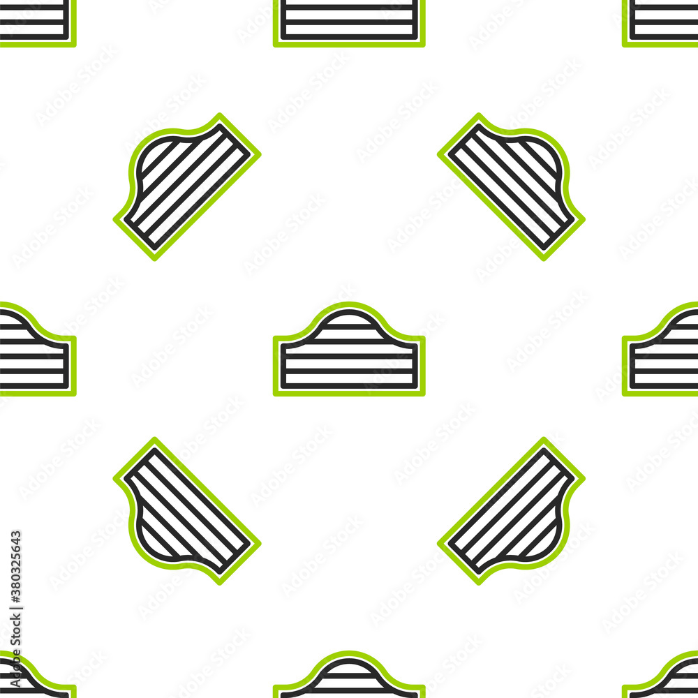 Line Old western swinging saloon door icon isolated seamless pattern on white background. Vector.