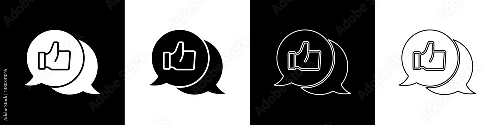 Set Hand like icon isolated on black and white background. Vector.