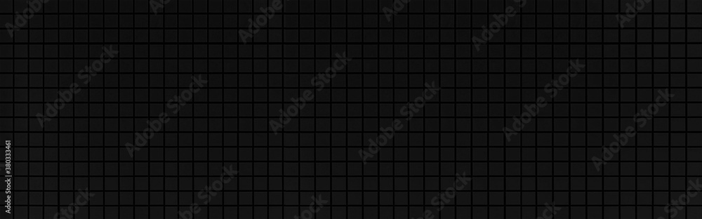 Panorama of Black mosaic wall tile pattern and seamless background