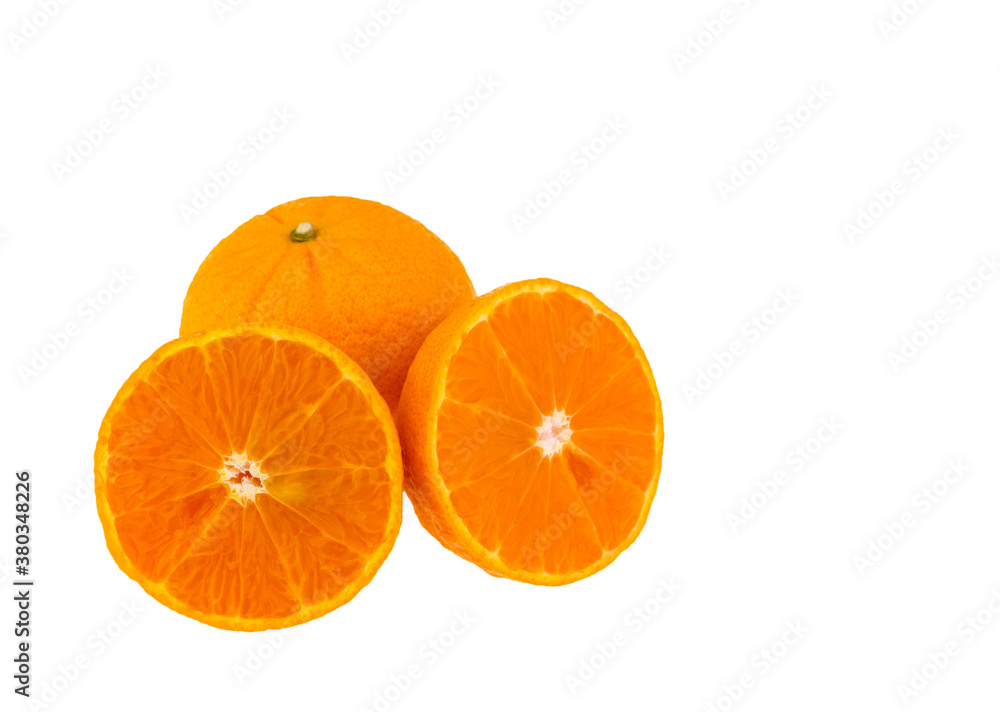 Orange fruit isolated on white background with clipping path