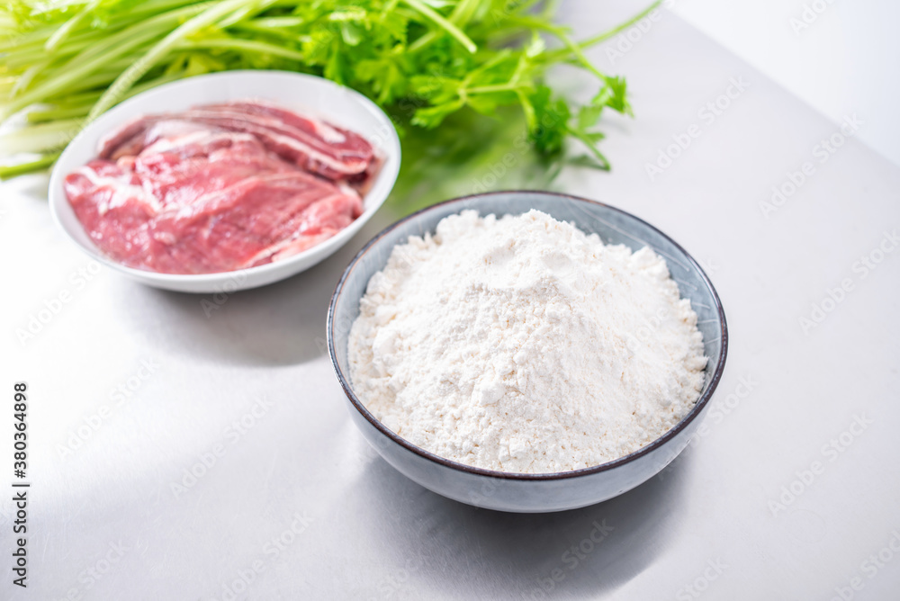 Celery and beef for dumplings