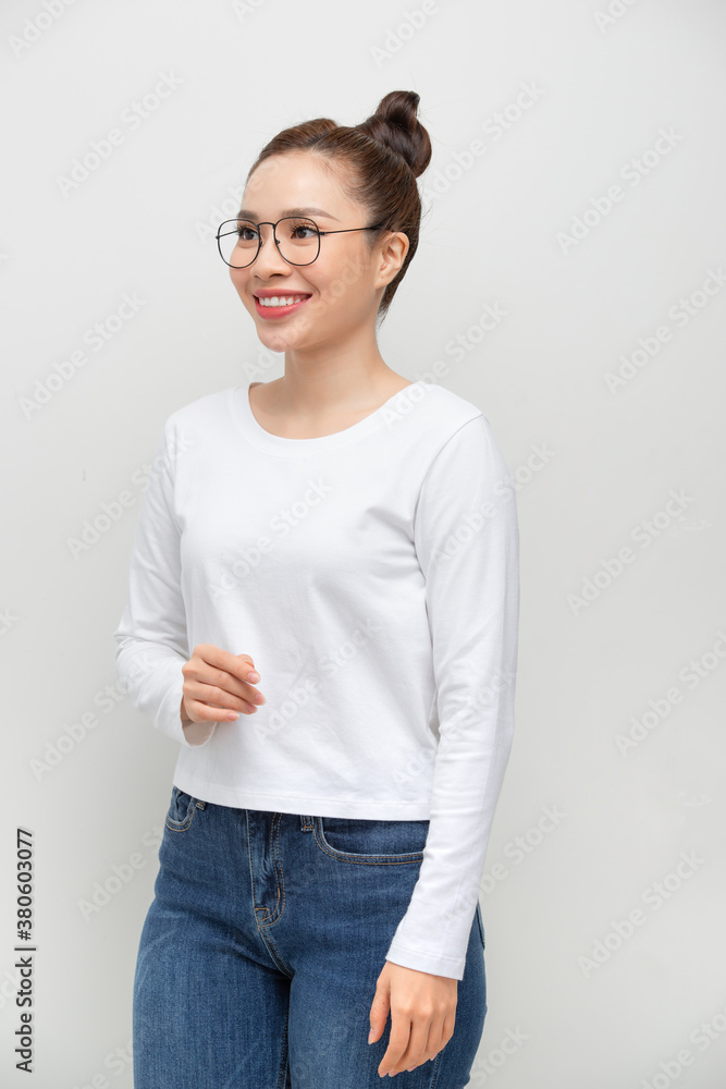 Portrait of a beautiful charming happy asian woman.