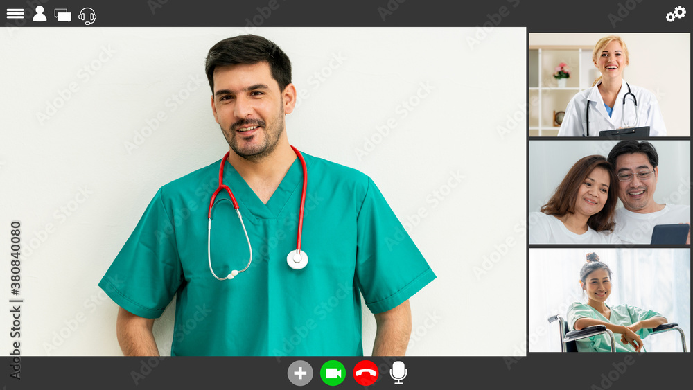 Doctor and patient talking on video call for telemedicine service . Online health care application i