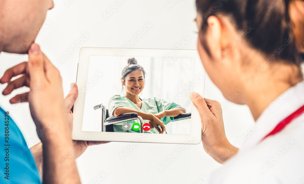 Doctor telemedicine service online video for virtual patient health medical chat . Remote doctor hea