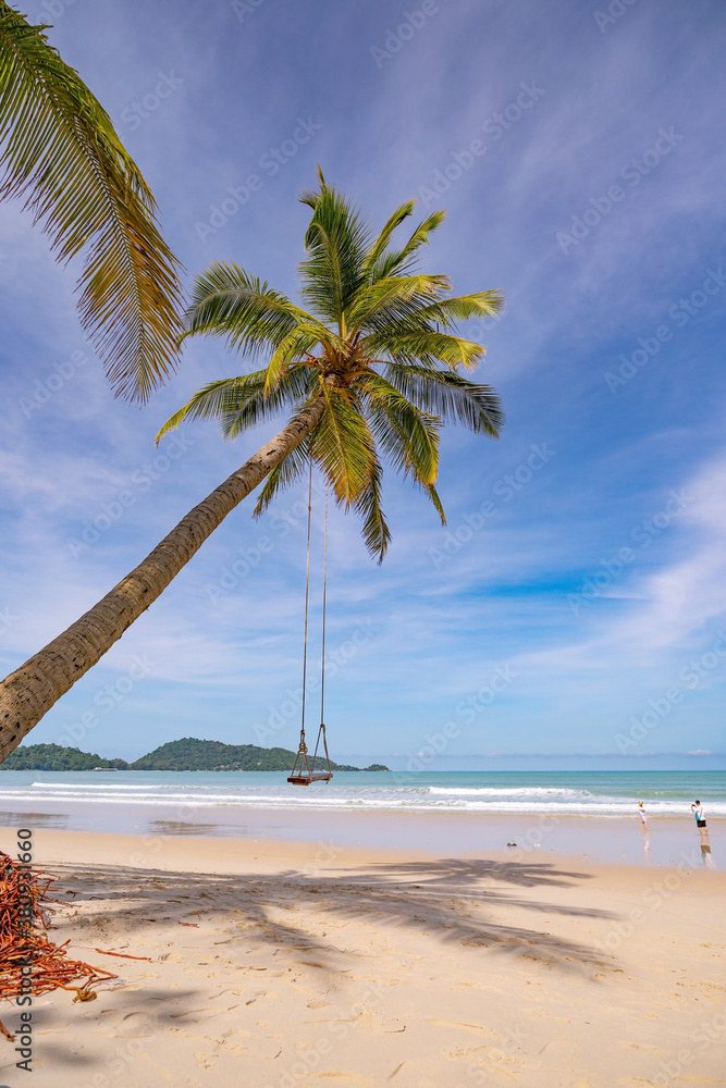 Summer beach with palms trees around in Patong beach Phuket island Thailand, Beautiful tropical beac