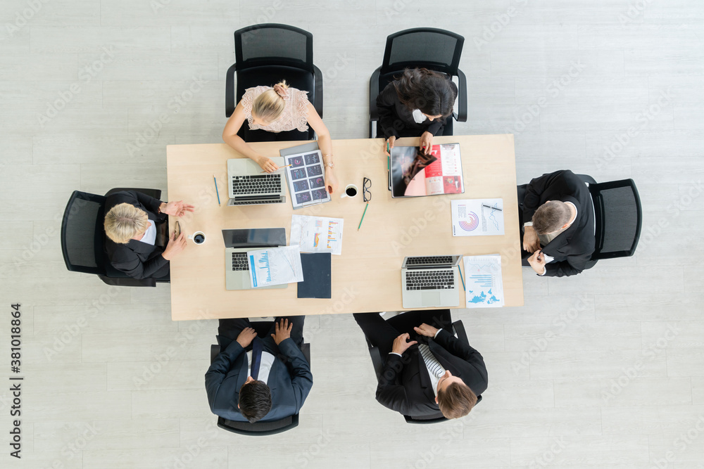 Business people group meeting shot from top view in office . Profession businesswomen, businessmen a