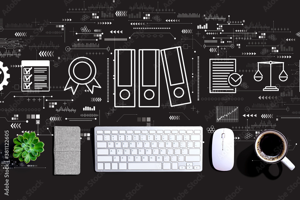 Compliance theme with a computer keyboard and a mouse