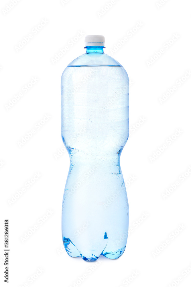 Bottle of clean water on white background