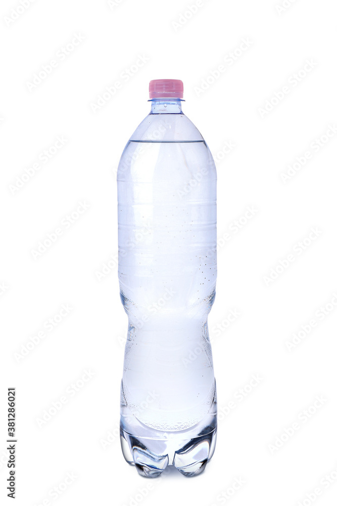 Bottle of clean water on white background