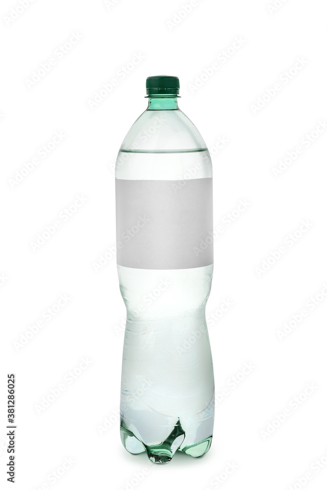 Bottle of clean water on white background