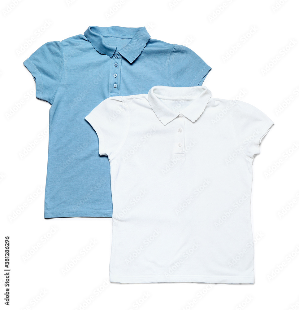 Stylish school uniform on white background