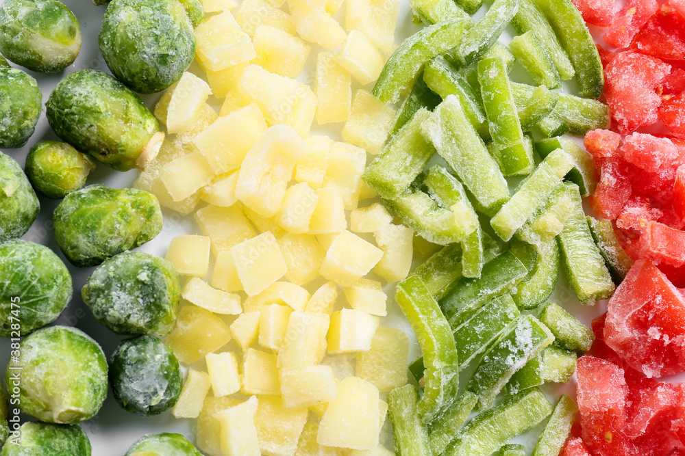 Mix of frozen vegetables as background