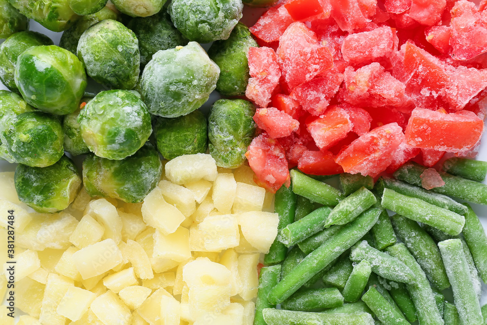 Mix of frozen vegetables as background