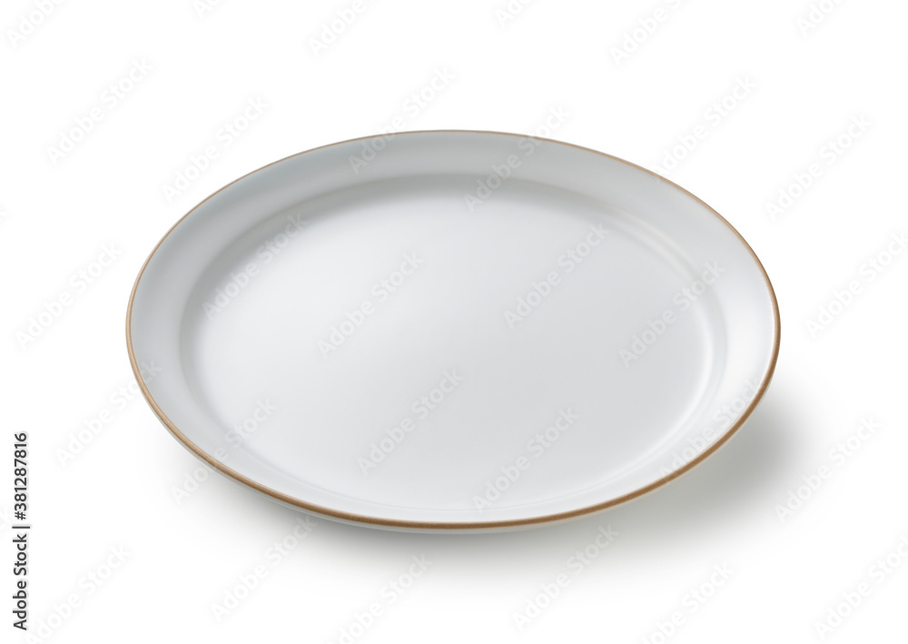 White plate placed on a white background