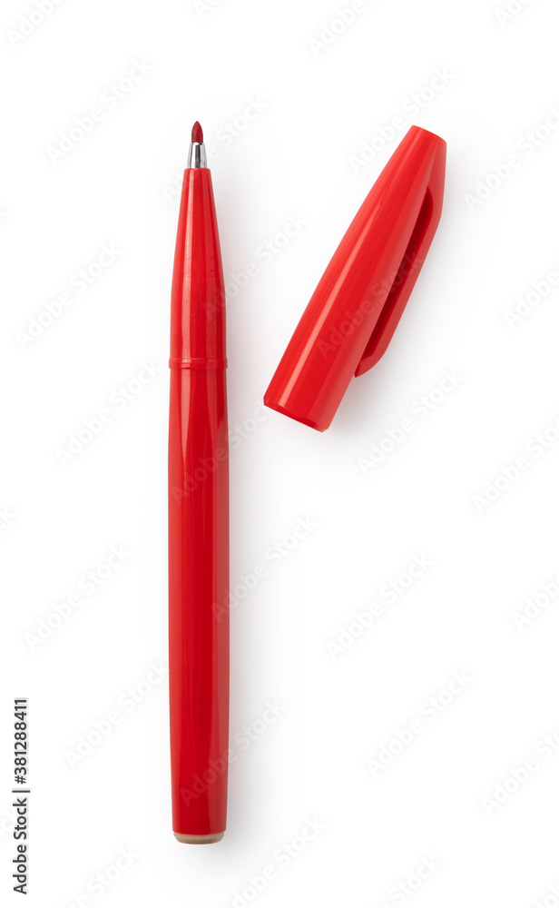 Red pen on white background