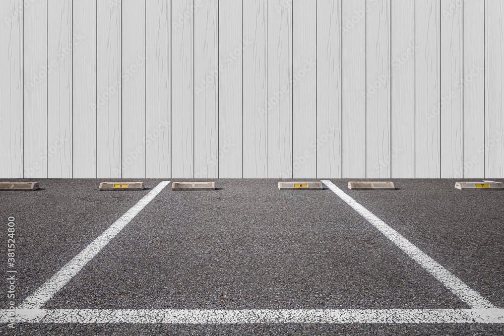 Empty car parking, Car parking lot with white mark, Parking lane outdoor in public park