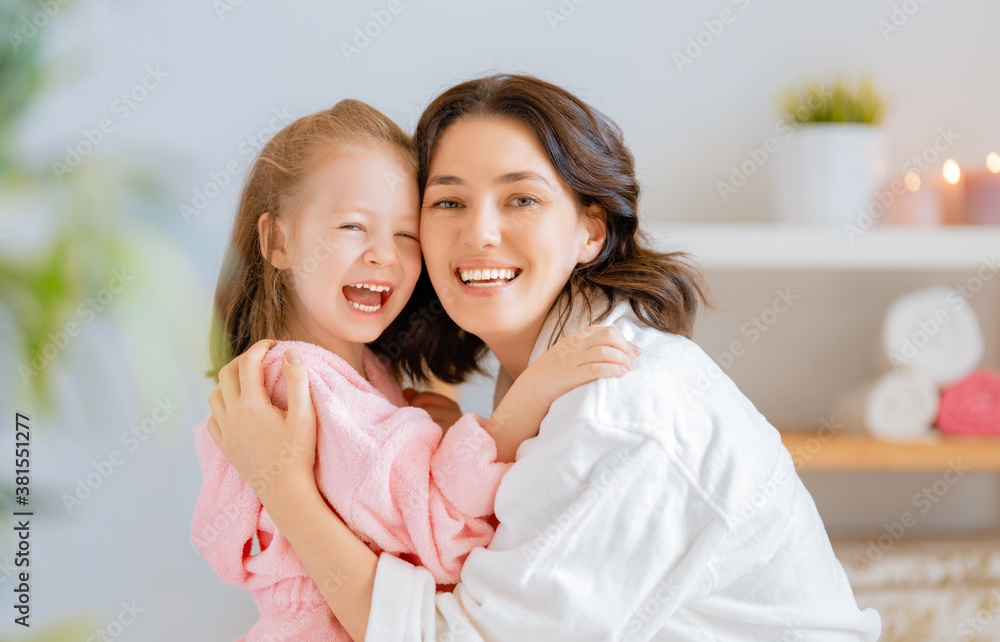 Mother and daughter in the bathroom.