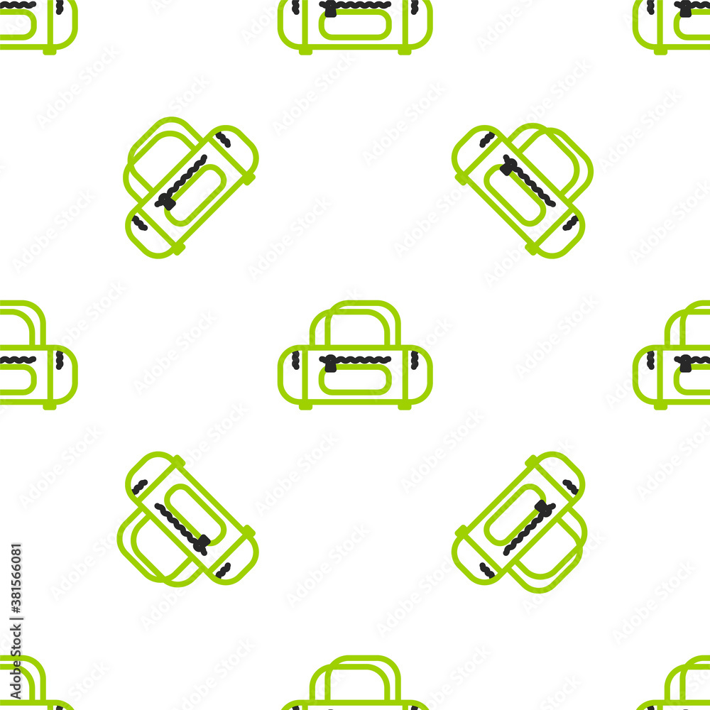 Line Sport bag icon isolated seamless pattern on white background. Vector Illustration.