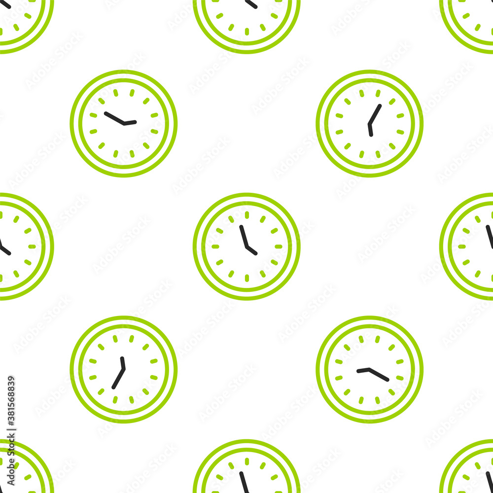 Line Clock icon isolated seamless pattern on white background. Time symbol. Vector Illustration.