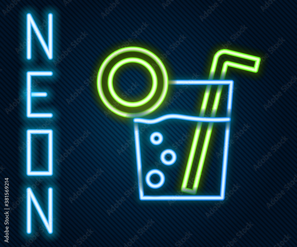 Glowing neon line Cocktail icon isolated on black background. Colorful outline concept. Vector Illus