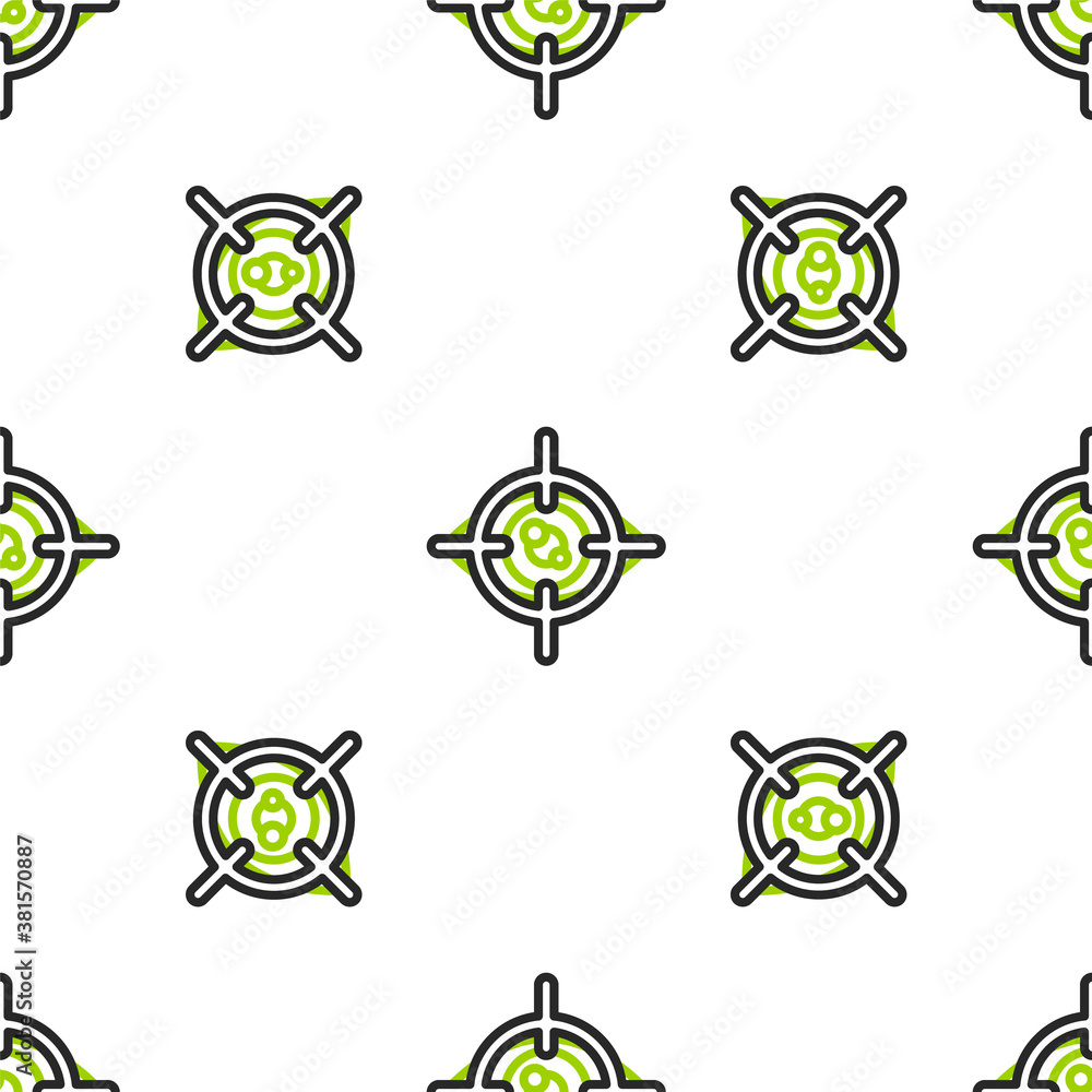 Line Eye scan icon isolated seamless pattern on white background. Scanning eye. Security check symbo