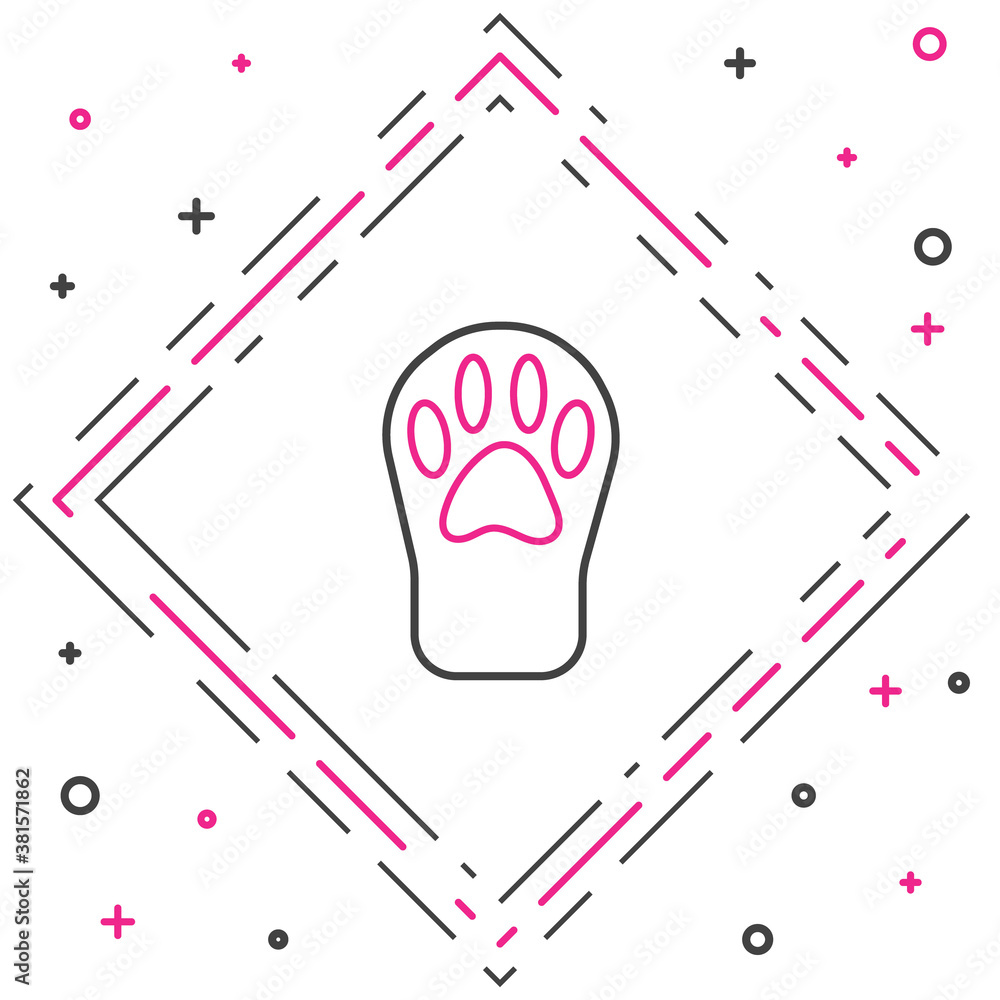 Line Paw print icon isolated on white background. Dog or cat paw print. Animal track. Colorful outli