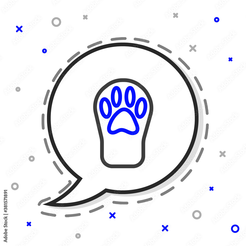 Line Paw print icon isolated on white background. Dog or cat paw print. Animal track. Colorful outli