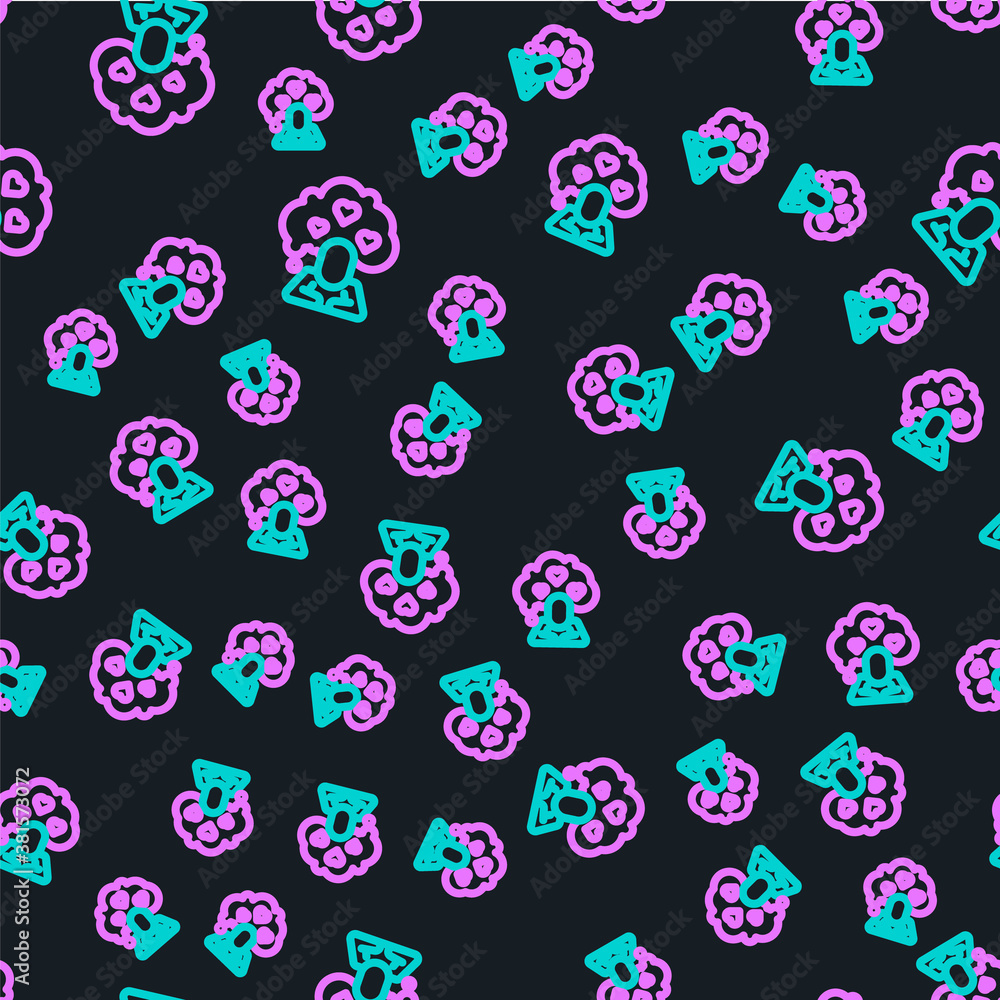 Line Broken heart or divorce icon isolated seamless pattern on black background. Love symbol. Valent