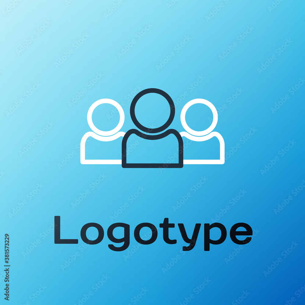 Line Users group icon isolated on blue background. Group of people icon. Business avatar symbol - us