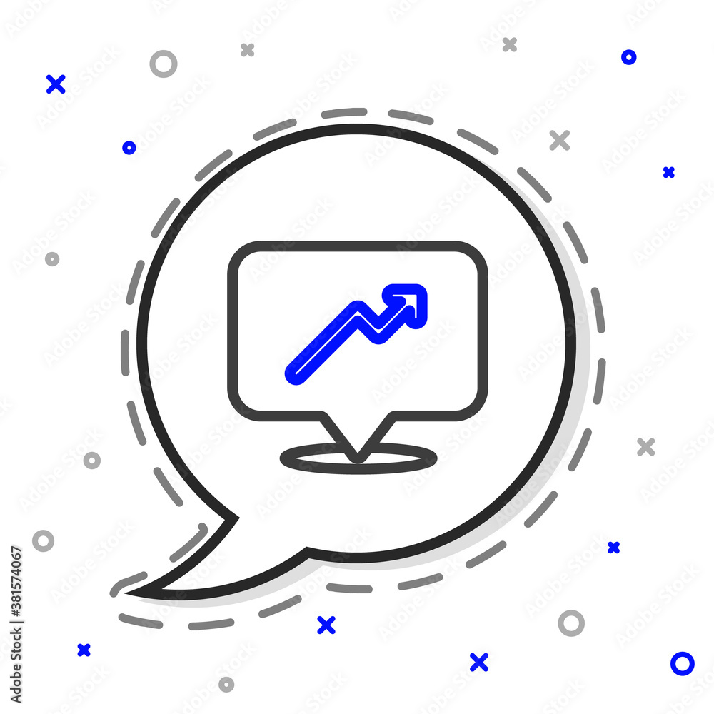 Line Graph, schedule, chart, diagram, infographic, pie graph icon isolated on white background. Colo