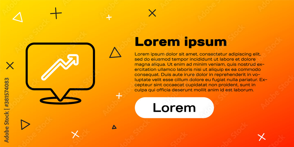 Line Graph, schedule, chart, diagram, infographic, pie graph icon isolated on yellow background. Col