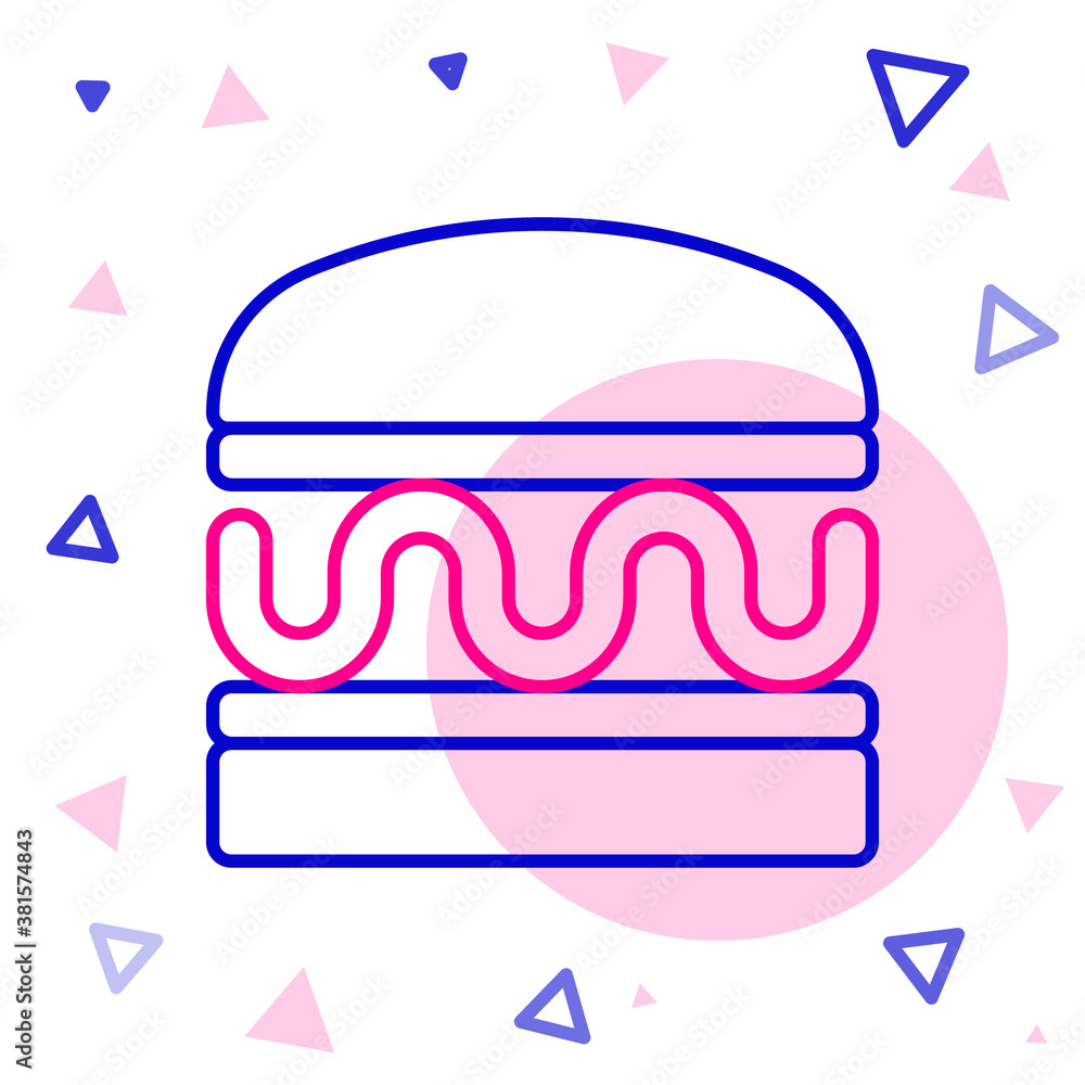 Line Burger icon isolated on white background. Hamburger icon. Cheeseburger sandwich sign. Fast food