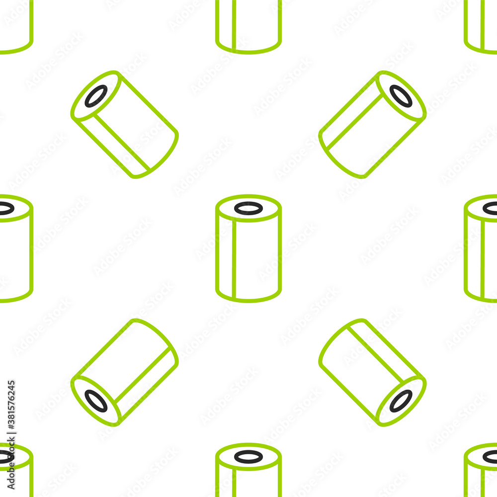 Line Paper towel roll icon isolated seamless pattern on white background. Vector.