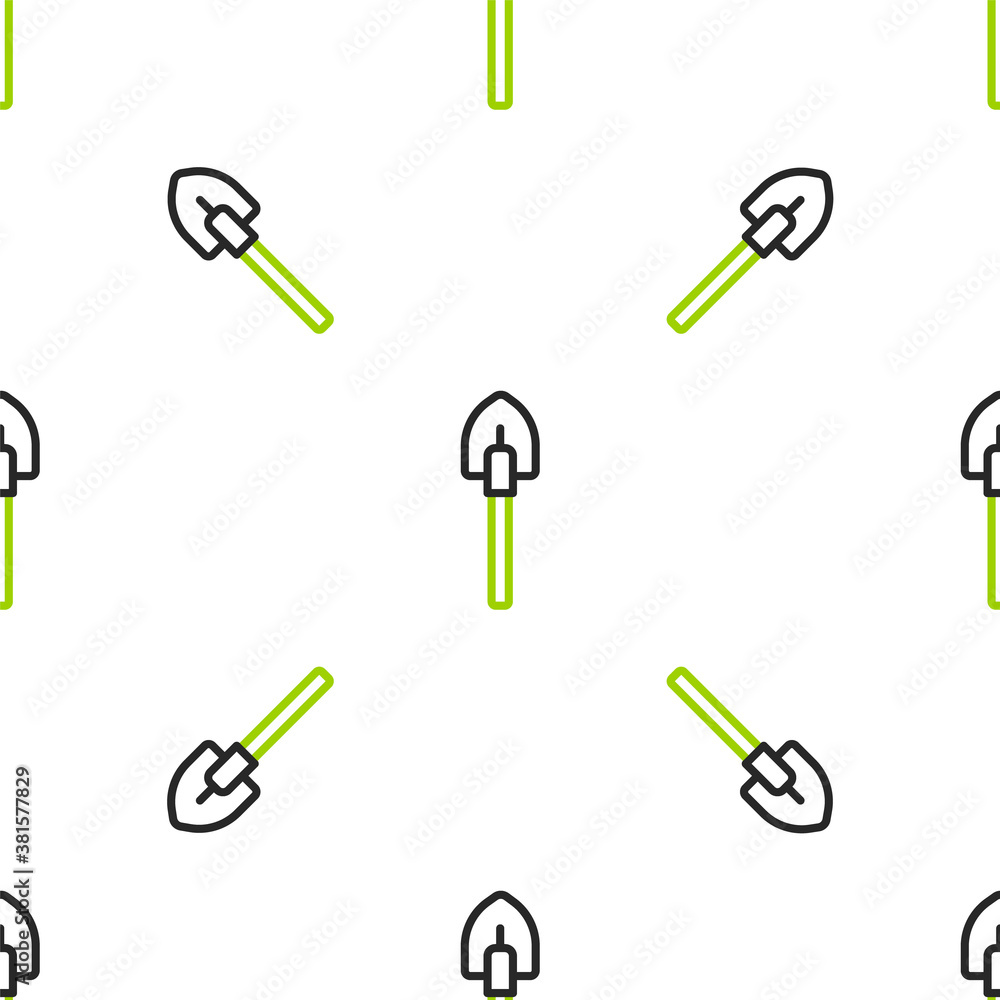 Line Shovel icon isolated seamless pattern on white background. Gardening tool. Tool for horticultur