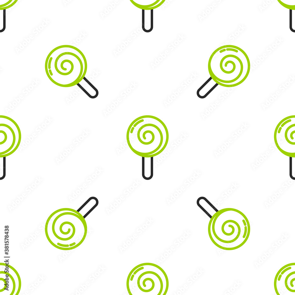 Line Lollipop icon isolated seamless pattern on white background. Food, delicious symbol. Vector.