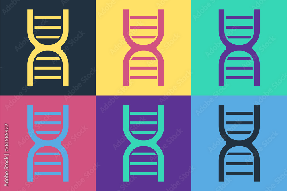 Pop art DNA symbol icon isolated on color background. Vector.