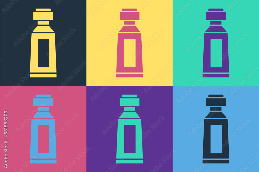 Pop art Tube of toothpaste icon isolated on color background. Vector.