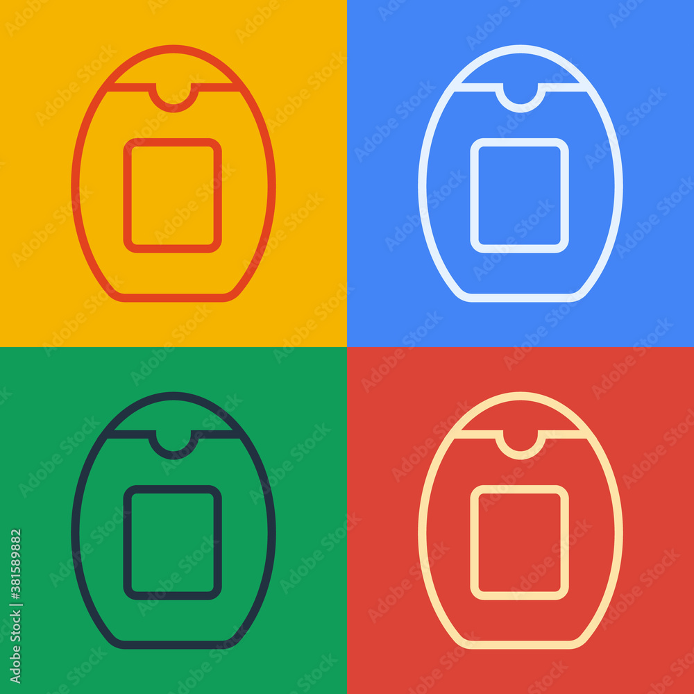 Pop art line Bottle of shampoo icon isolated on color background. Vector.